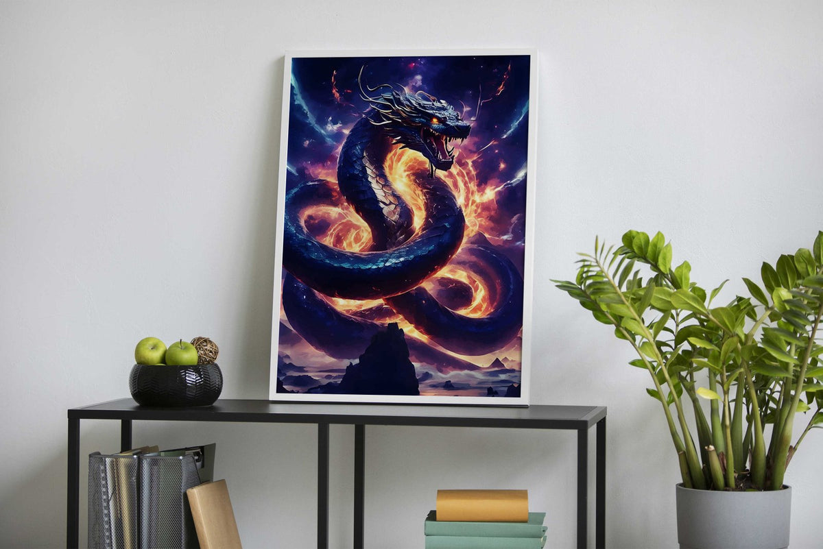 Dragon Fire Asian Style Poster | Wall Art for Home & Office | High-Quality Print - High-Quality Visual Display