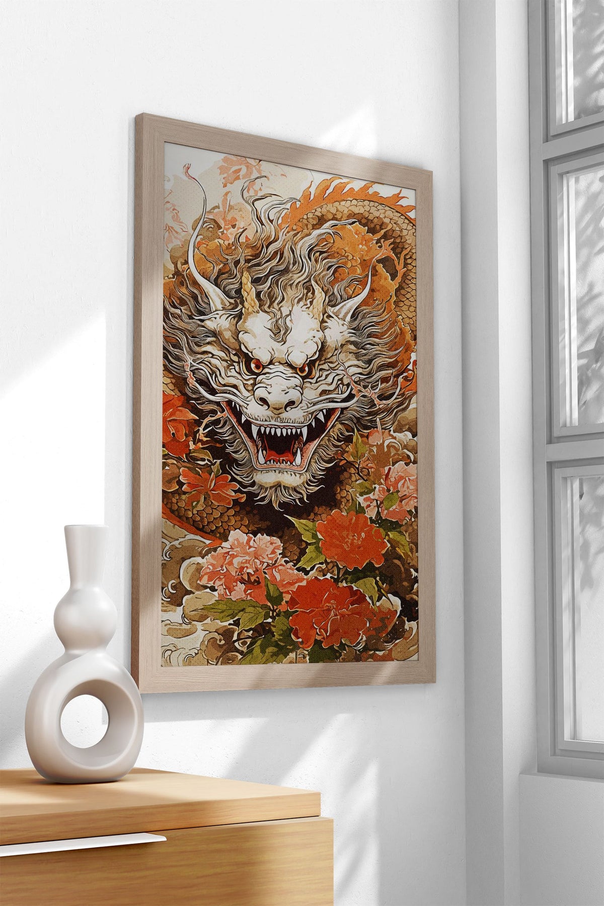 Dragon Flowers Asian Style Poster | Wall Art for Home & Office | High-Quality Print - High-Quality Visual Display