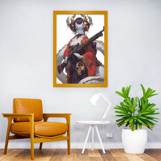 Dragon Geisha Protector Asian Style Poster | Wall Art for Home & Office | High-Quality Print - High-Quality Visual Display
