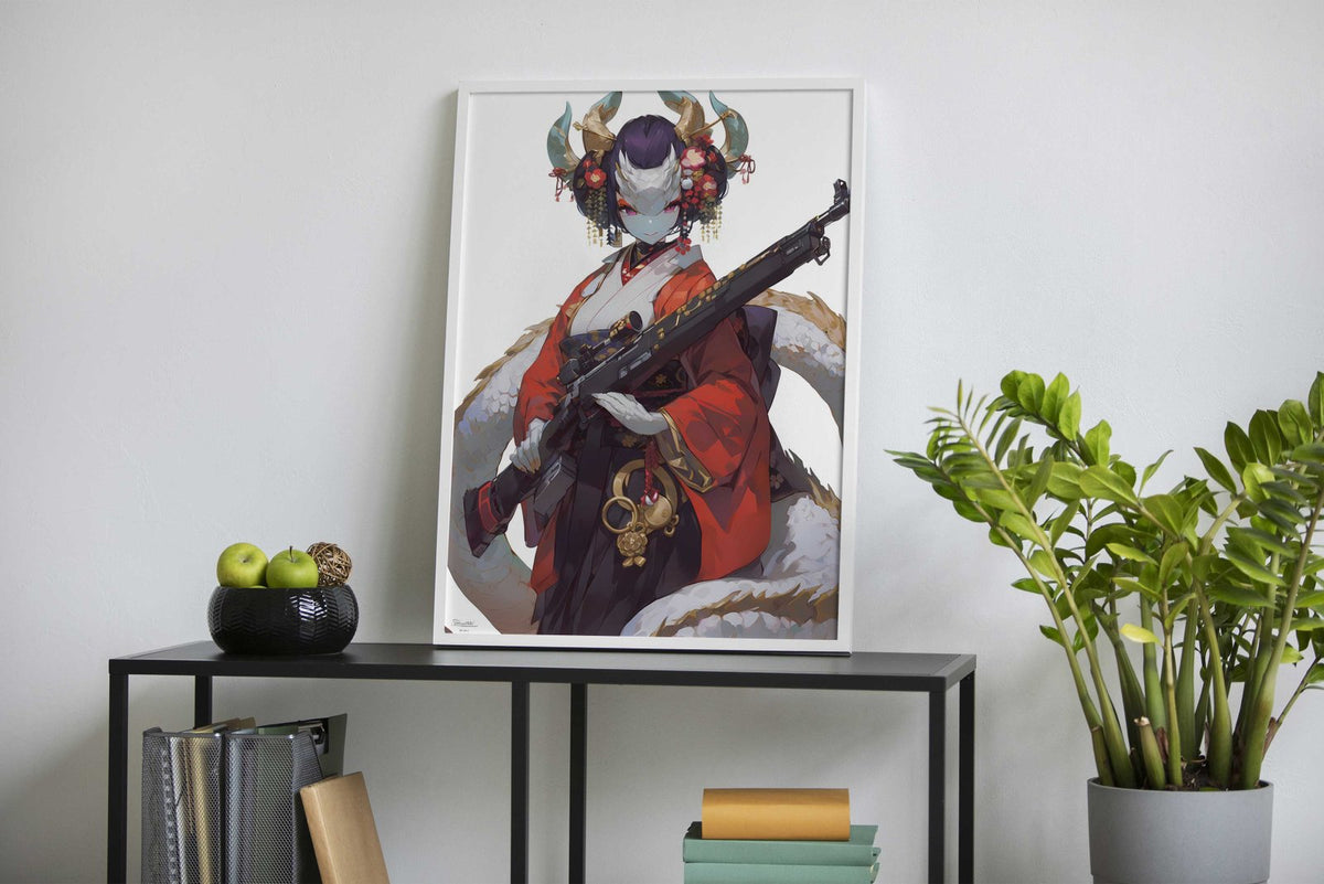 Dragon Geisha Protector Asian Style Poster | Wall Art for Home & Office | High-Quality Print - High-Quality Visual Display