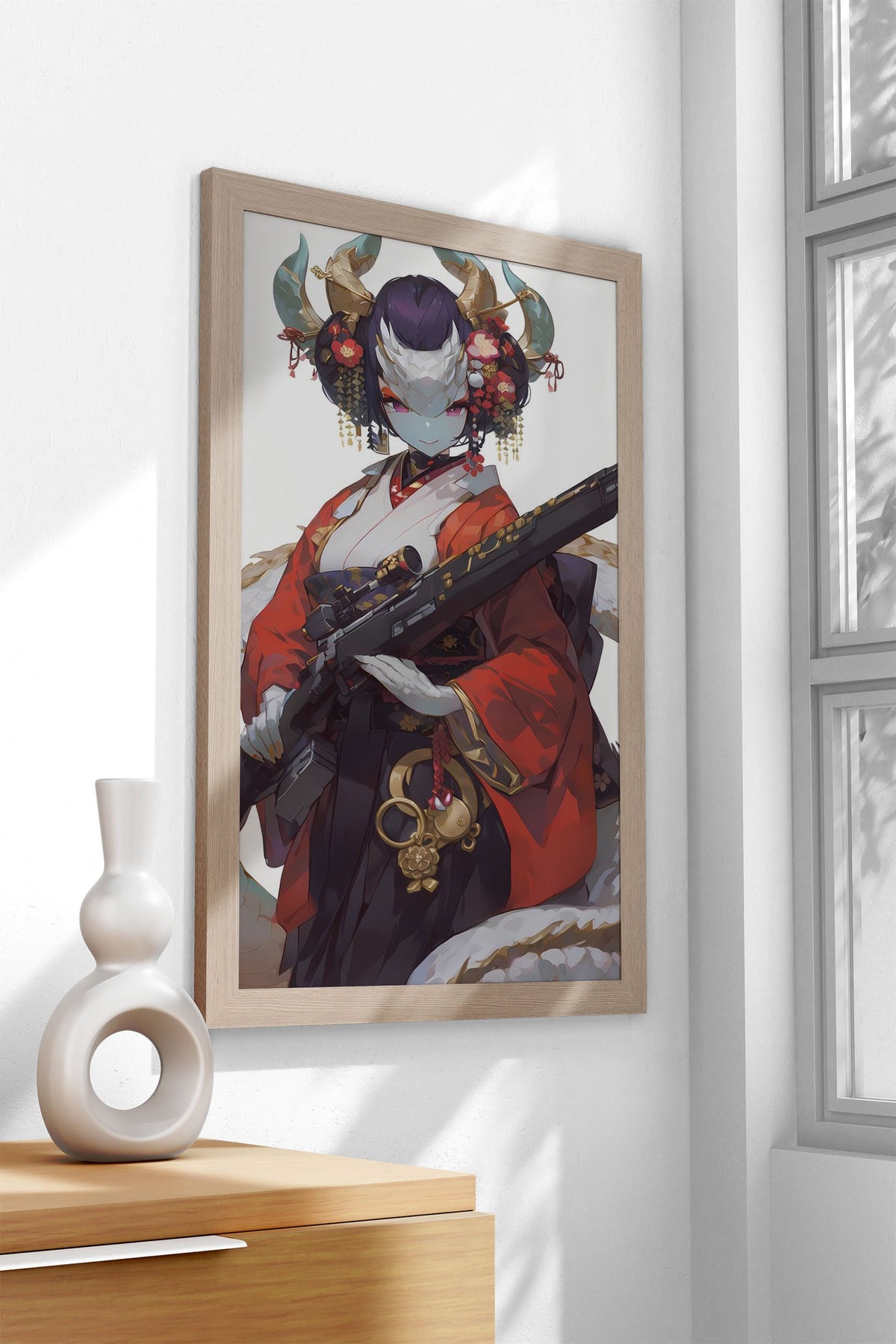 Dragon Geisha Protector Asian Style Poster | Wall Art for Home & Office | High-Quality Print - High-Quality Visual Display