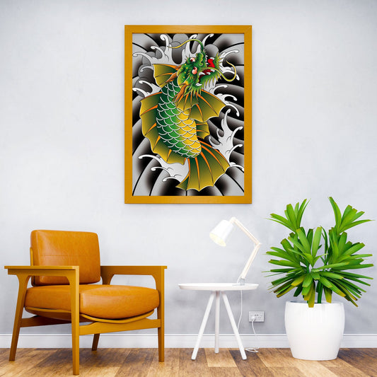 Dragon Koi Fish Asian Style Poster | Wall Art for Home & Office | High-Quality Print - High-Quality Visual Display