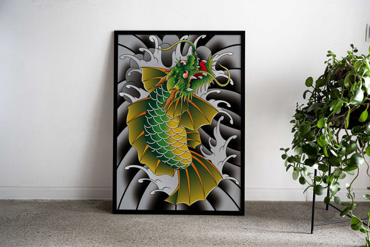 Dragon Koi Fish Asian Style Poster | Wall Art for Home & Office | High-Quality Print - High-Quality Visual Display