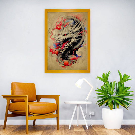 Dragon Scroll No1 Asian Style Poster | Wall Art for Home & Office | High-Quality Print - High-Quality Visual Display