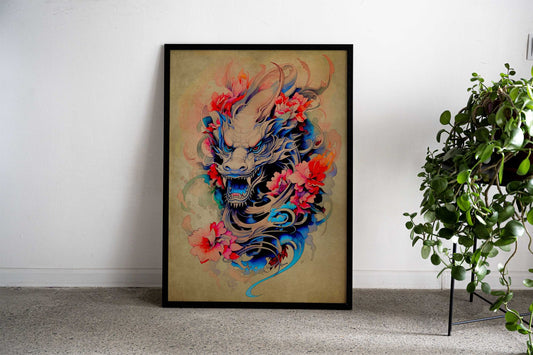 Dragon Scroll No3 Asian Style Poster | Wall Art for Home & Office | High-Quality Print - High-Quality Visual Display