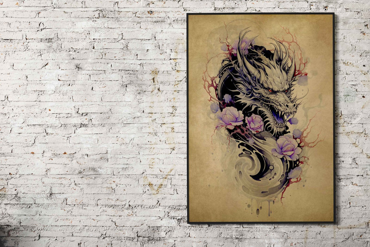 Dragon Scroll No4 Asian Style Poster | Wall Art for Home & Office | High-Quality Print - High-Quality Visual Display