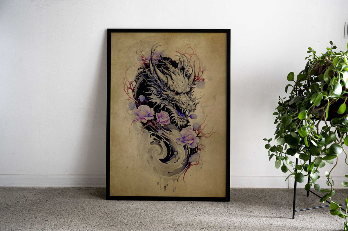 Dragon Scroll No4 Asian Style Poster | Wall Art for Home & Office | High-Quality Print - High-Quality Visual Display