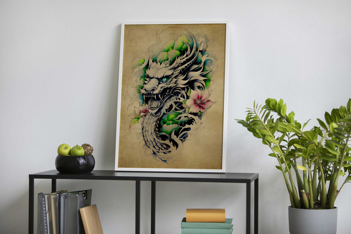 Dragon Scroll No7 Asian Style Poster | Wall Art for Home & Office | High-Quality Print - High-Quality Visual Display