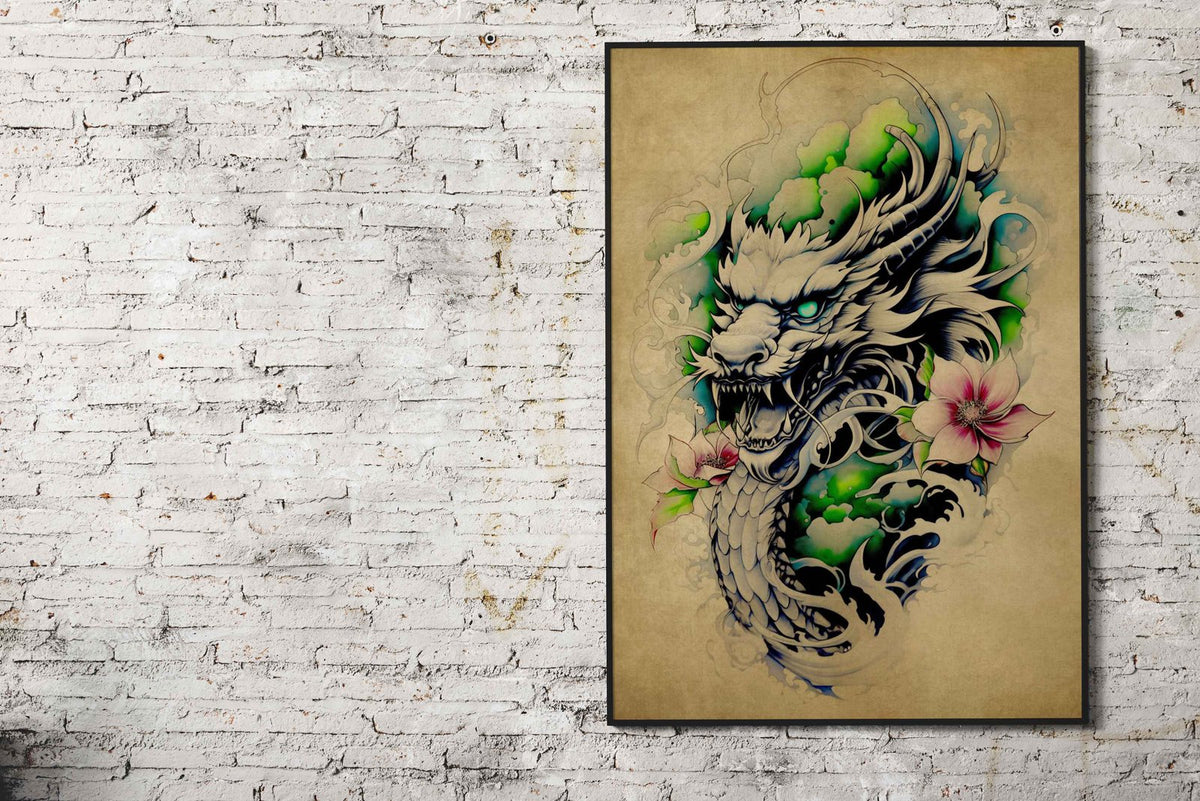 Dragon Scroll No7 Asian Style Poster | Wall Art for Home & Office | High-Quality Print - High-Quality Visual Display