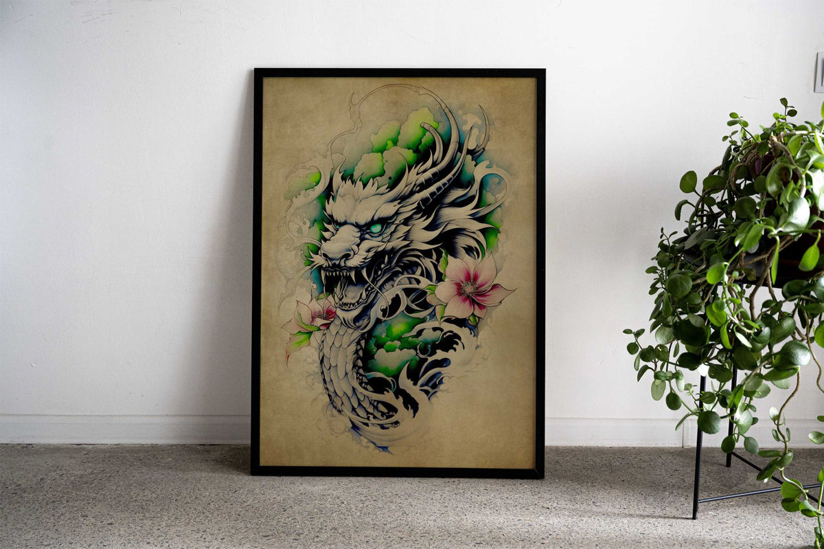 Dragon Scroll No7 Asian Style Poster | Wall Art for Home & Office | High-Quality Print - High-Quality Visual Display