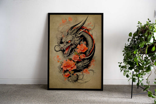 Dragon Scroll No8 Asian Style Poster | Wall Art for Home & Office | High-Quality Print - High-Quality Visual Display