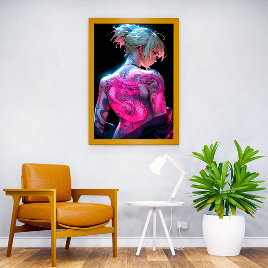 Dragon Tattoo Anime Girl Asian Style Poster | Wall Art for Home & Office | High-Quality Print - High-Quality Visual Display
