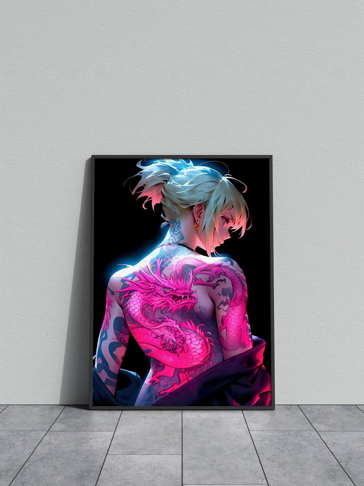 Dragon Tattoo Anime Girl Asian Style Poster | Wall Art for Home & Office | High-Quality Print - High-Quality Visual Display