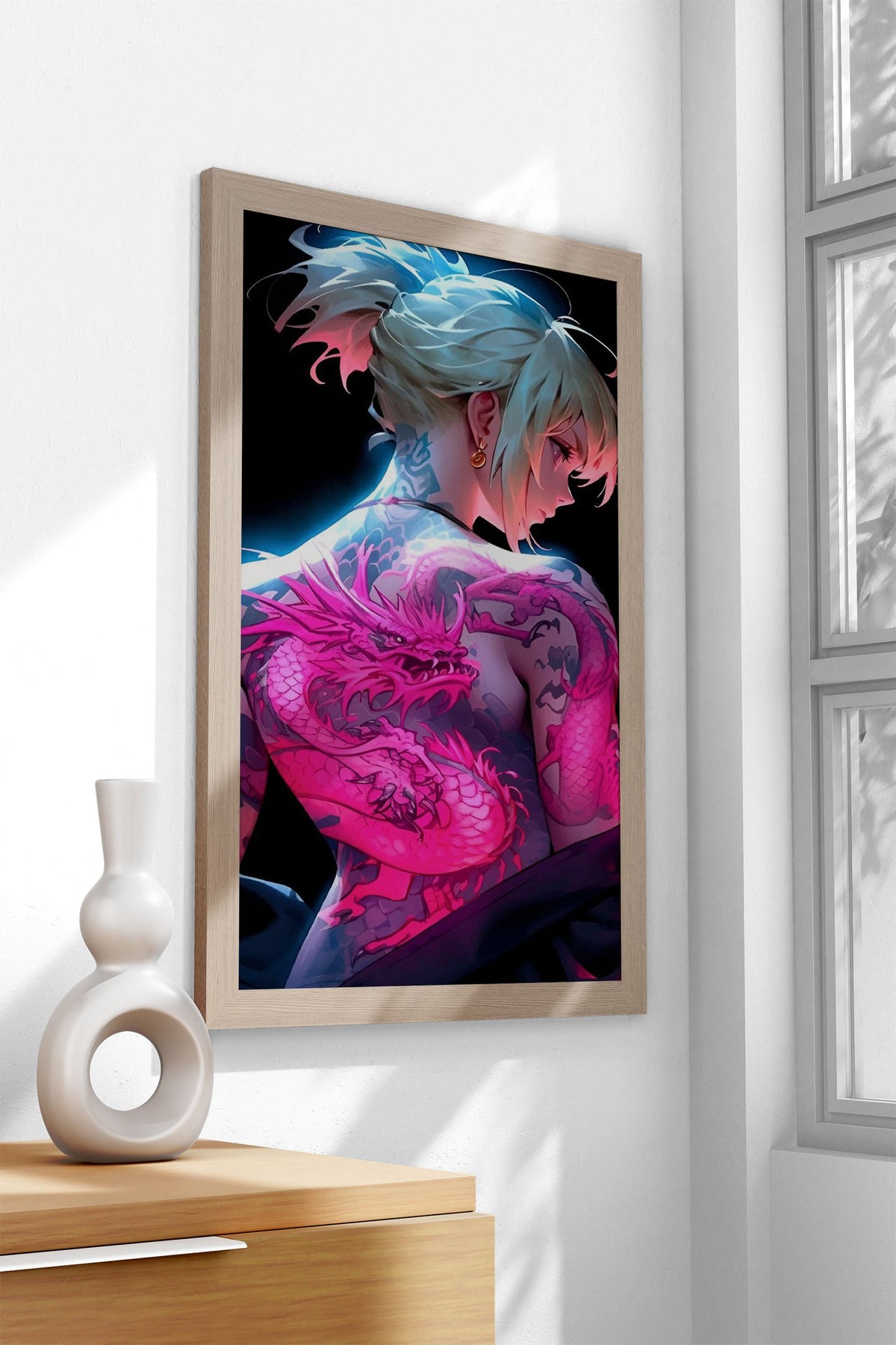 Dragon Tattoo Anime Girl Asian Style Poster | Wall Art for Home & Office | High-Quality Print - High-Quality Visual Display