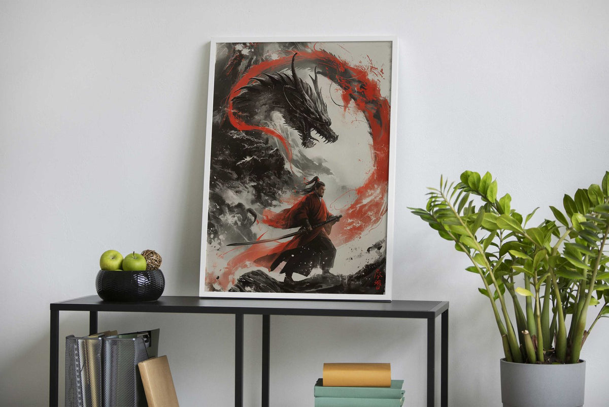 Dragon Warrior Fury Asian Style Poster | Wall Art for Home & Office | High-Quality Print - High-Quality Visual Display