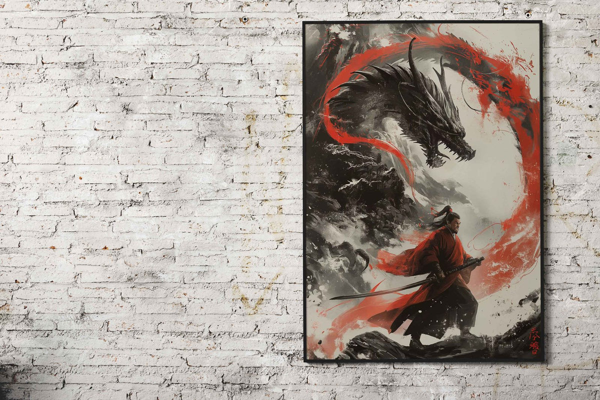 Dragon Warrior Fury Asian Style Poster | Wall Art for Home & Office | High-Quality Print - High-Quality Visual Display