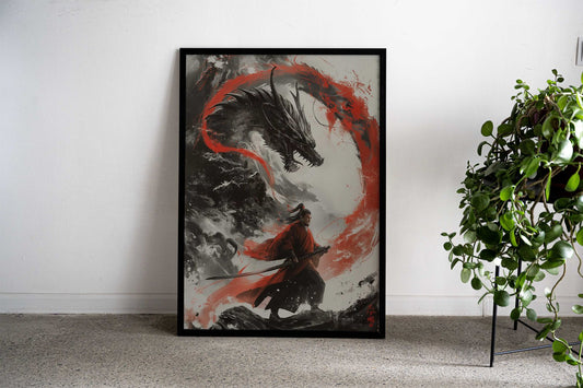 Dragon Warrior Fury Asian Style Poster | Wall Art for Home & Office | High-Quality Print - High-Quality Visual Display