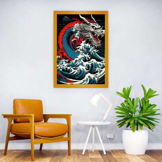 Dragon Wave Japanese Asian Style Poster | Wall Art for Home & Office | High-Quality Print - High-Quality Visual Display