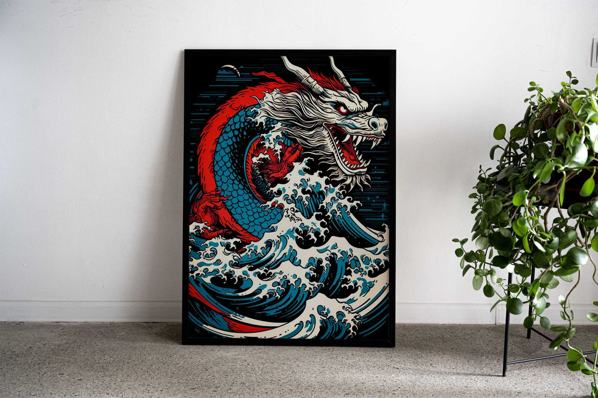 Dragon Wave Japanese Asian Style Poster | Wall Art for Home & Office | High-Quality Print - High-Quality Visual Display