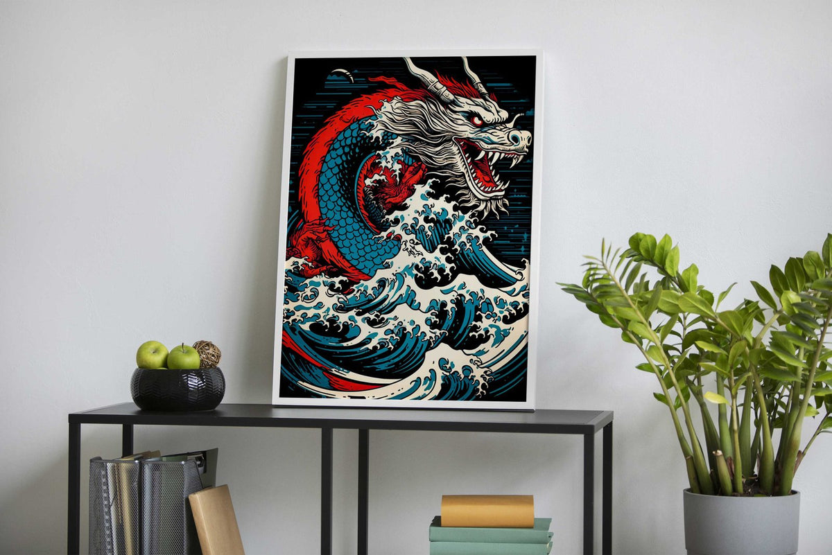 Dragon Wave Japanese Asian Style Poster | Wall Art for Home & Office | High-Quality Print - High-Quality Visual Display