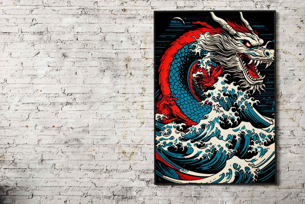 Dragon Wave Japanese Asian Style Poster | Wall Art for Home & Office | High-Quality Print - High-Quality Visual Display
