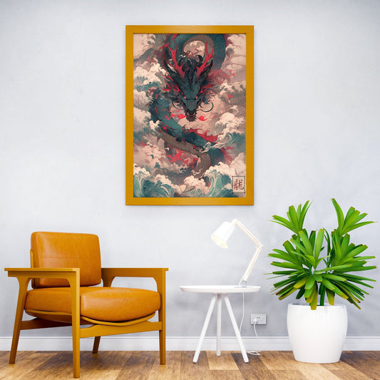 Dragon Waves Japanese Asian Style Poster | Wall Art for Home & Office | High-Quality Print - High-Quality Visual Display