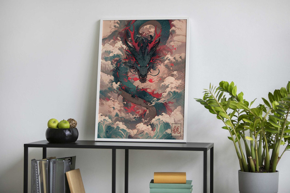 Dragon Waves Japanese Asian Style Poster | Wall Art for Home & Office | High-Quality Print - High-Quality Visual Display