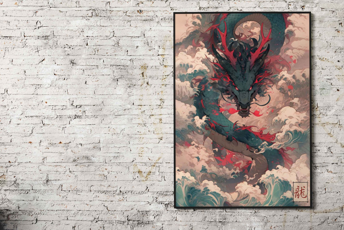 Dragon Waves Japanese Asian Style Poster | Wall Art for Home & Office | High-Quality Print - High-Quality Visual Display