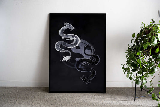 Dragon Yin Yang II Asian Style Poster | Wall Art for Home & Office | High-Quality Print - High-Quality Visual Display