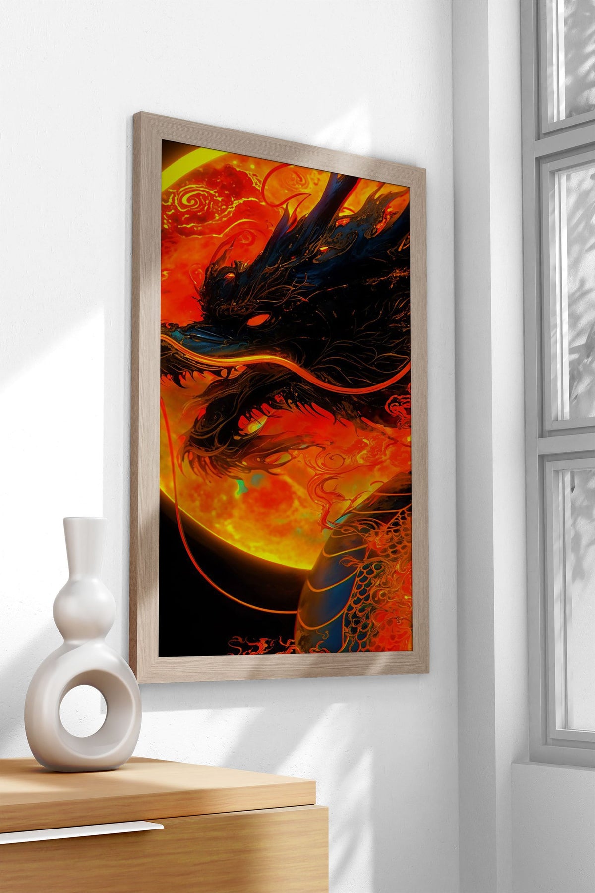 Dragon and Moon Asian Style Poster | Wall Art for Home & Office | High-Quality Print - High-Quality Visual Display
