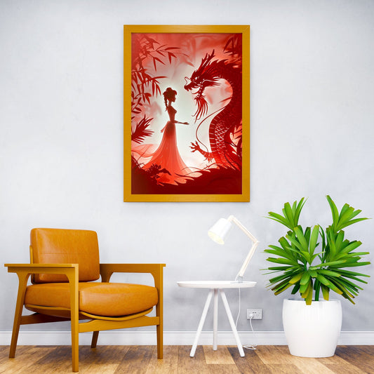 Dragon and Woman Asian Style Poster | Wall Art for Home & Office | High-Quality Print - High-Quality Visual Display