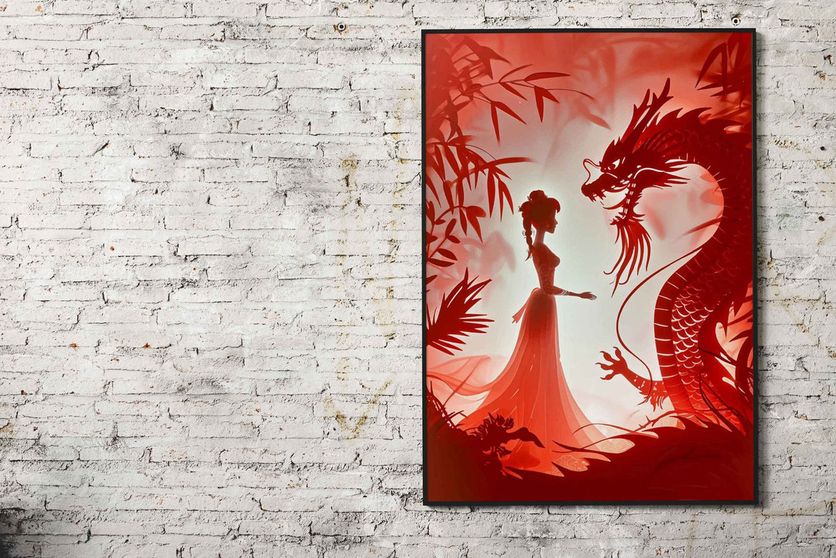 Dragon and Woman Asian Style Poster | Wall Art for Home & Office | High-Quality Print - High-Quality Visual Display