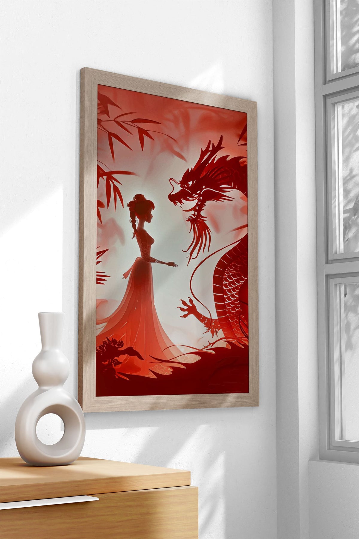 Dragon and Woman Asian Style Poster | Wall Art for Home & Office | High-Quality Print - High-Quality Visual Display