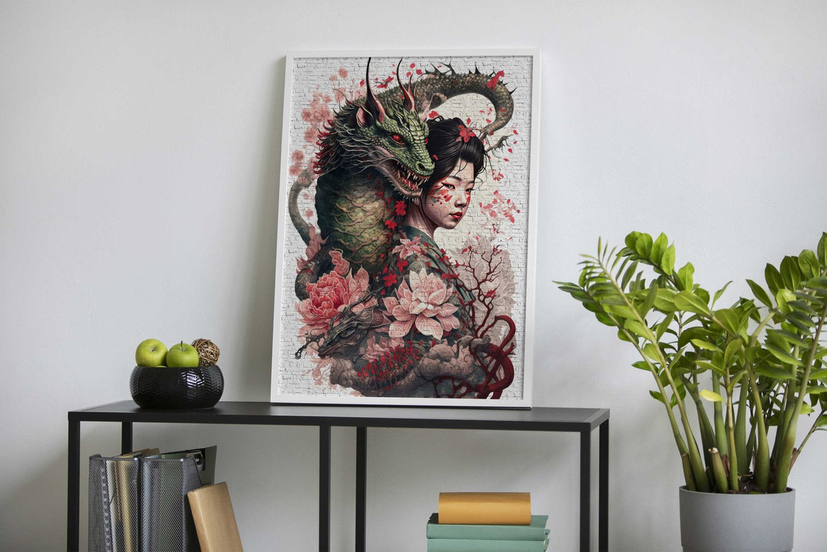 Dragon geisha Asian Style Poster | Wall Art for Home & Office | High-Quality Print - High-Quality Visual Display
