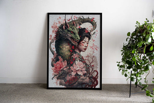 Dragon geisha Asian Style Poster | Wall Art for Home & Office | High-Quality Print - High-Quality Visual Display