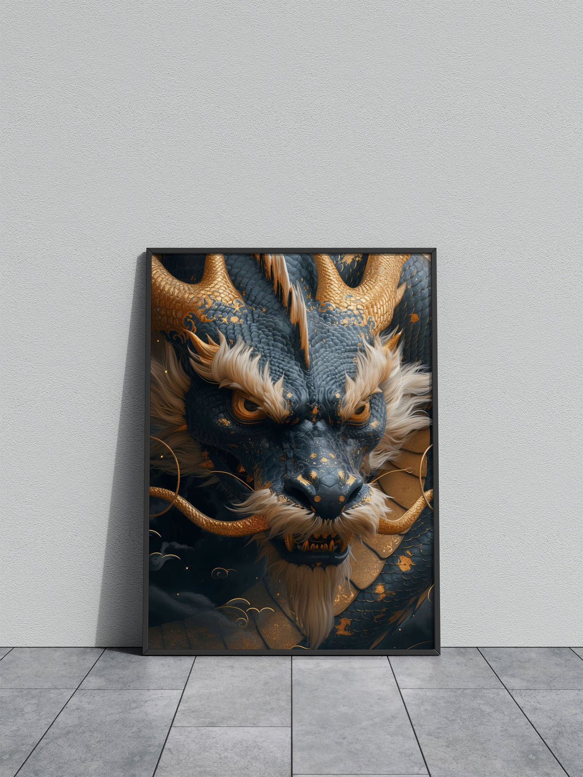Dragon gold and blue Asian Style Poster | Wall Art for Home & Office | High-Quality Print - High-Quality Visual Display