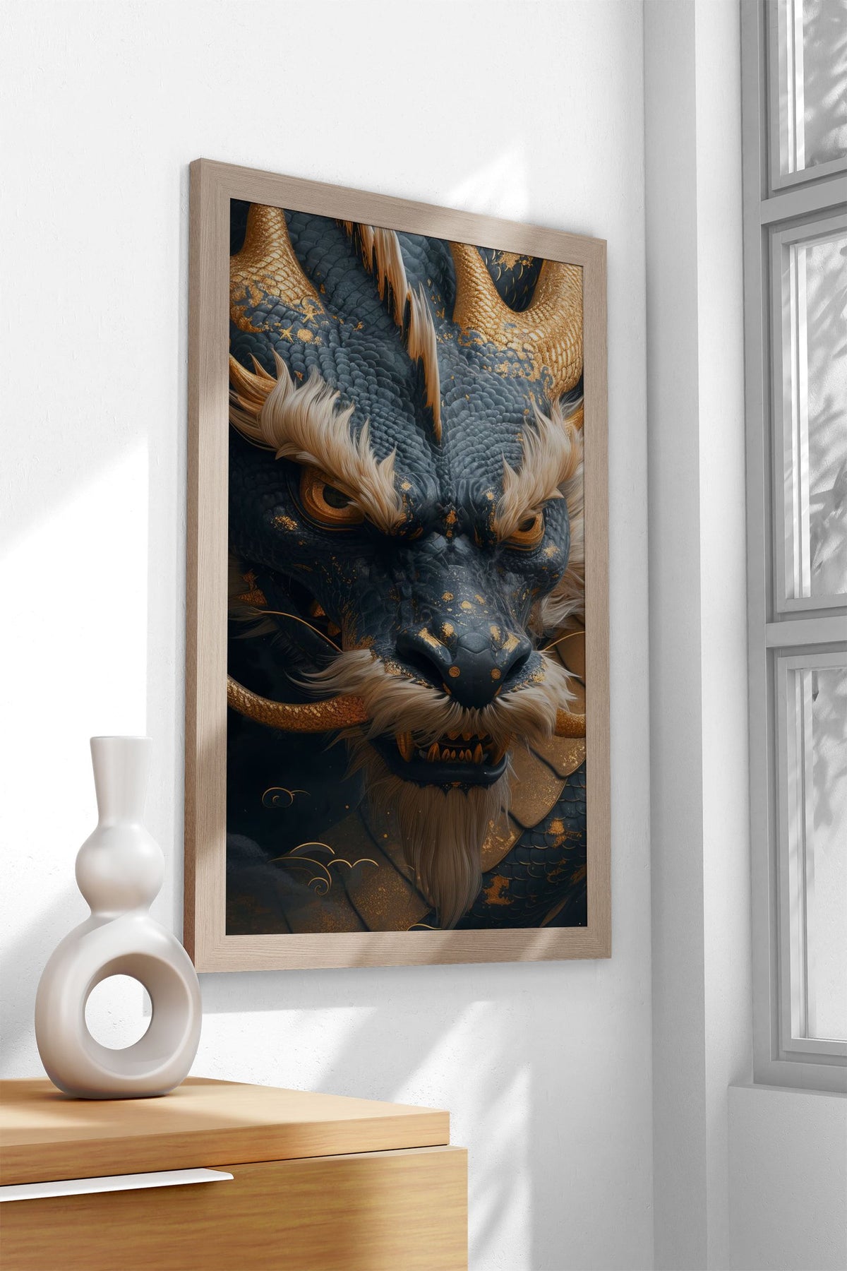 Dragon gold and blue Asian Style Poster | Wall Art for Home & Office | High-Quality Print - High-Quality Visual Display