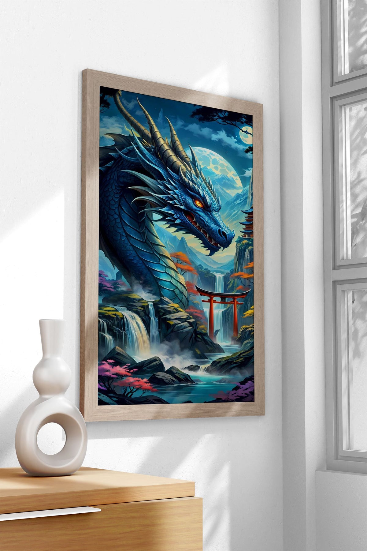 Dragon silhouette torii Asian Style Poster | Wall Art for Home & Office | High-Quality Print - High-Quality Visual Display