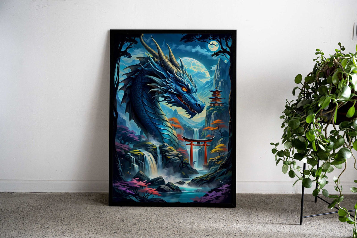 Dragon silhouette torii Asian Style Poster | Wall Art for Home & Office | High-Quality Print - High-Quality Visual Display