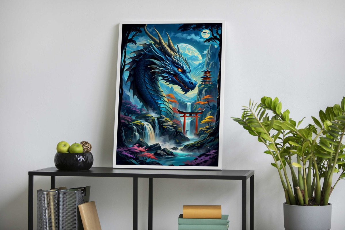 Dragon silhouette torii Asian Style Poster | Wall Art for Home & Office | High-Quality Print - High-Quality Visual Display
