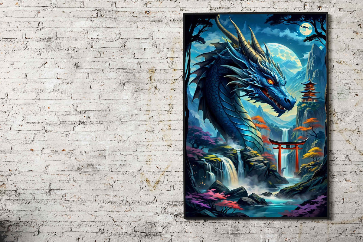 Dragon silhouette torii Asian Style Poster | Wall Art for Home & Office | High-Quality Print - High-Quality Visual Display