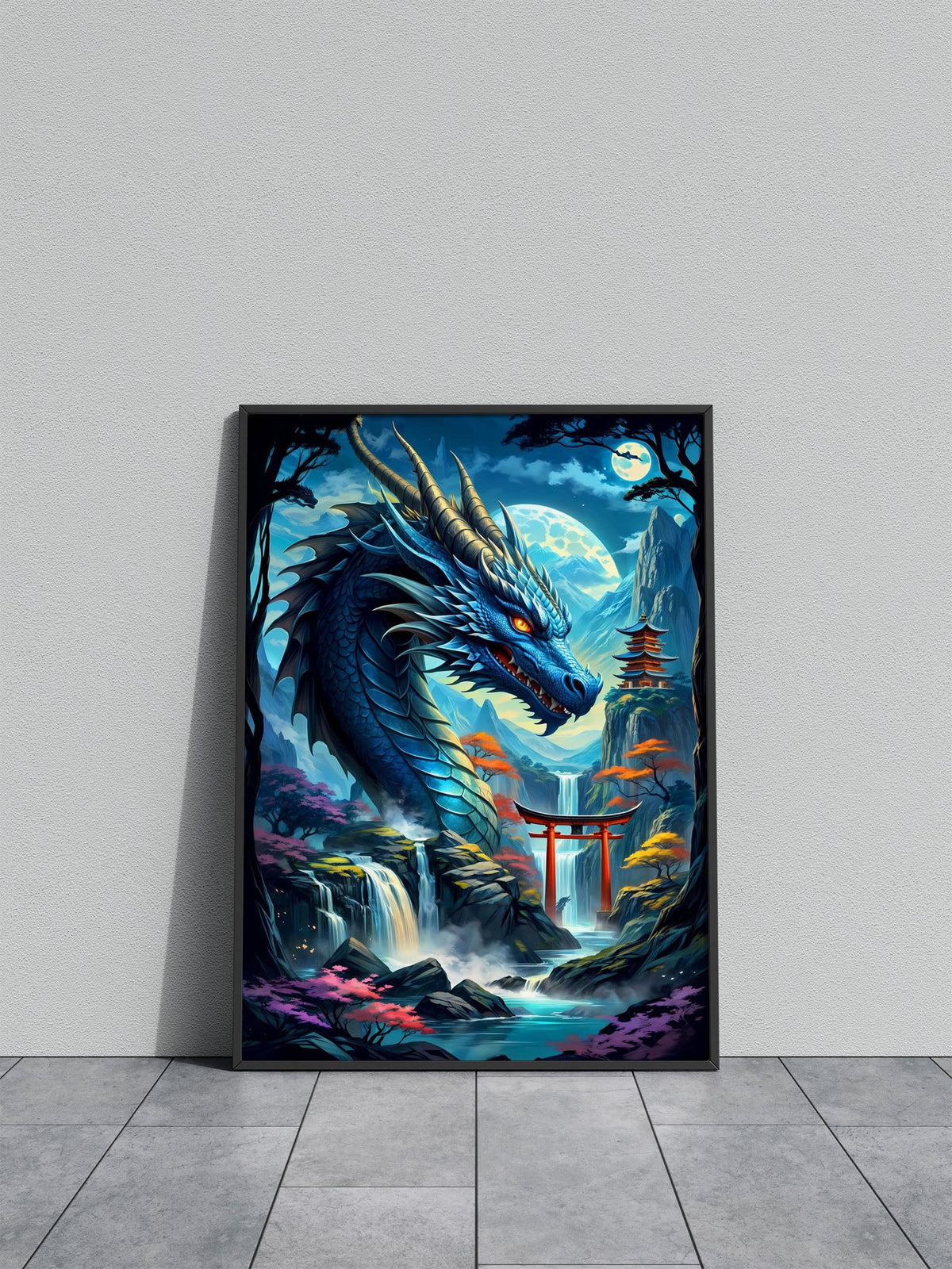 Dragon silhouette torii Asian Style Poster | Wall Art for Home & Office | High-Quality Print - High-Quality Visual Display