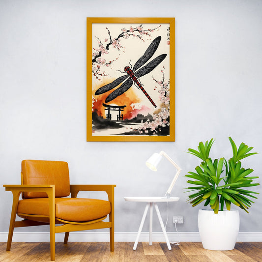 Dragonfly Japan Painting Asian Style Poster | Wall Art for Home & Office | High-Quality Print - High-Quality Visual Display
