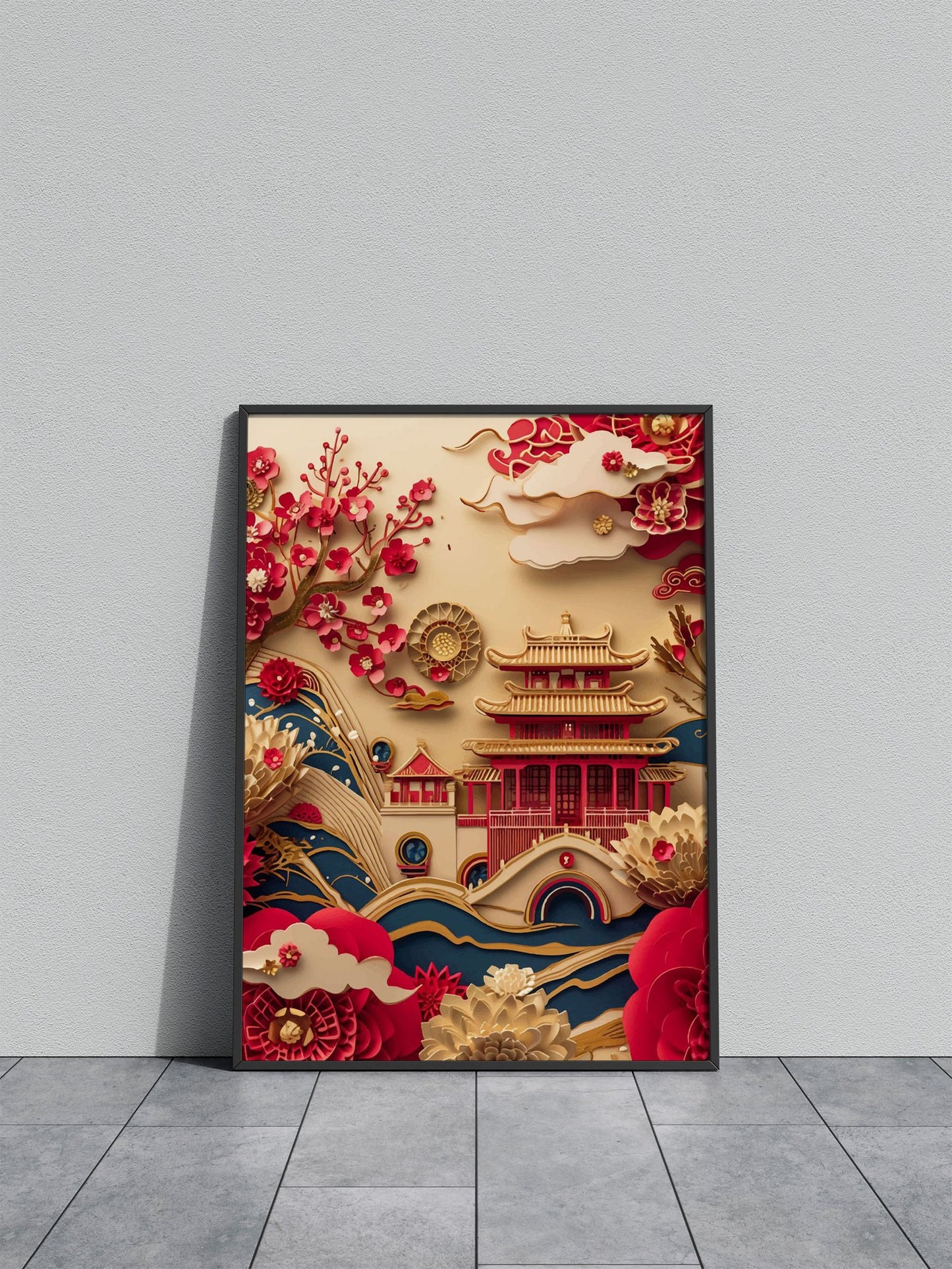 Dragons Embrace Asian Style Poster | Wall Art for Home & Office | High-Quality Print - High-Quality Visual Display