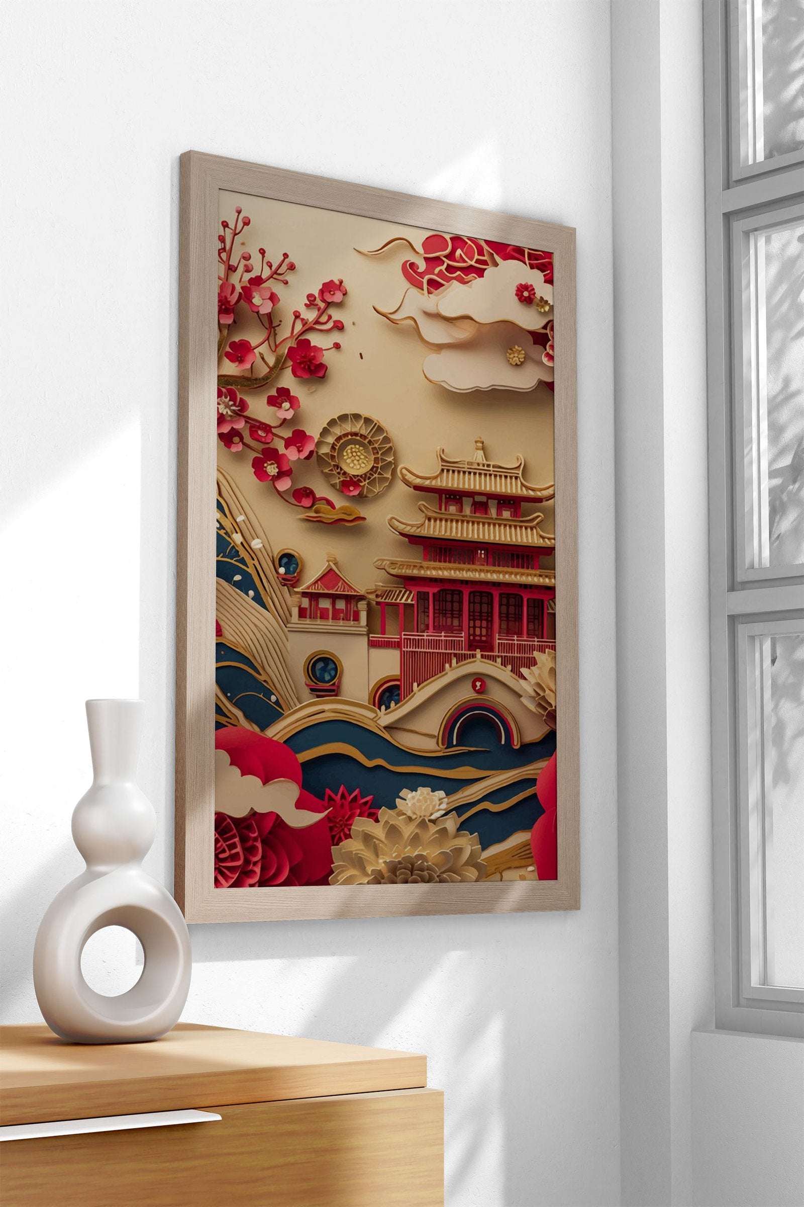 Dragons Embrace Asian Style Poster | Wall Art for Home & Office | High-Quality Print - High-Quality Visual Display