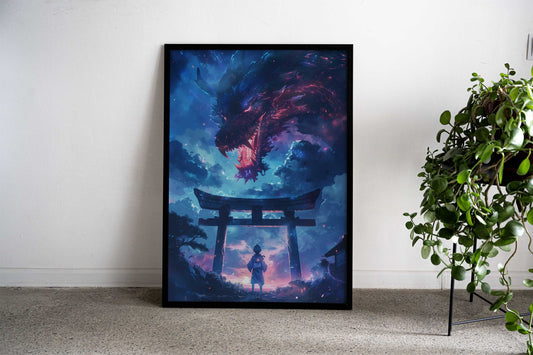 Dragons Torii Gate Anime Asian Style Poster | Wall Art for Home & Office | High-Quality Print - High-Quality Visual Display