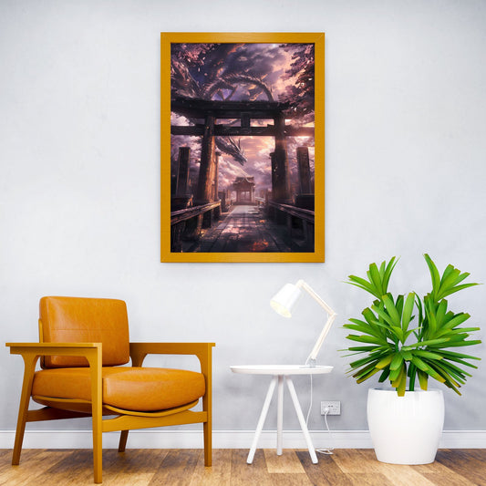 Dragons Torii Gate Asian Style Poster | Wall Art for Home & Office | High-Quality Print - High-Quality Visual Display