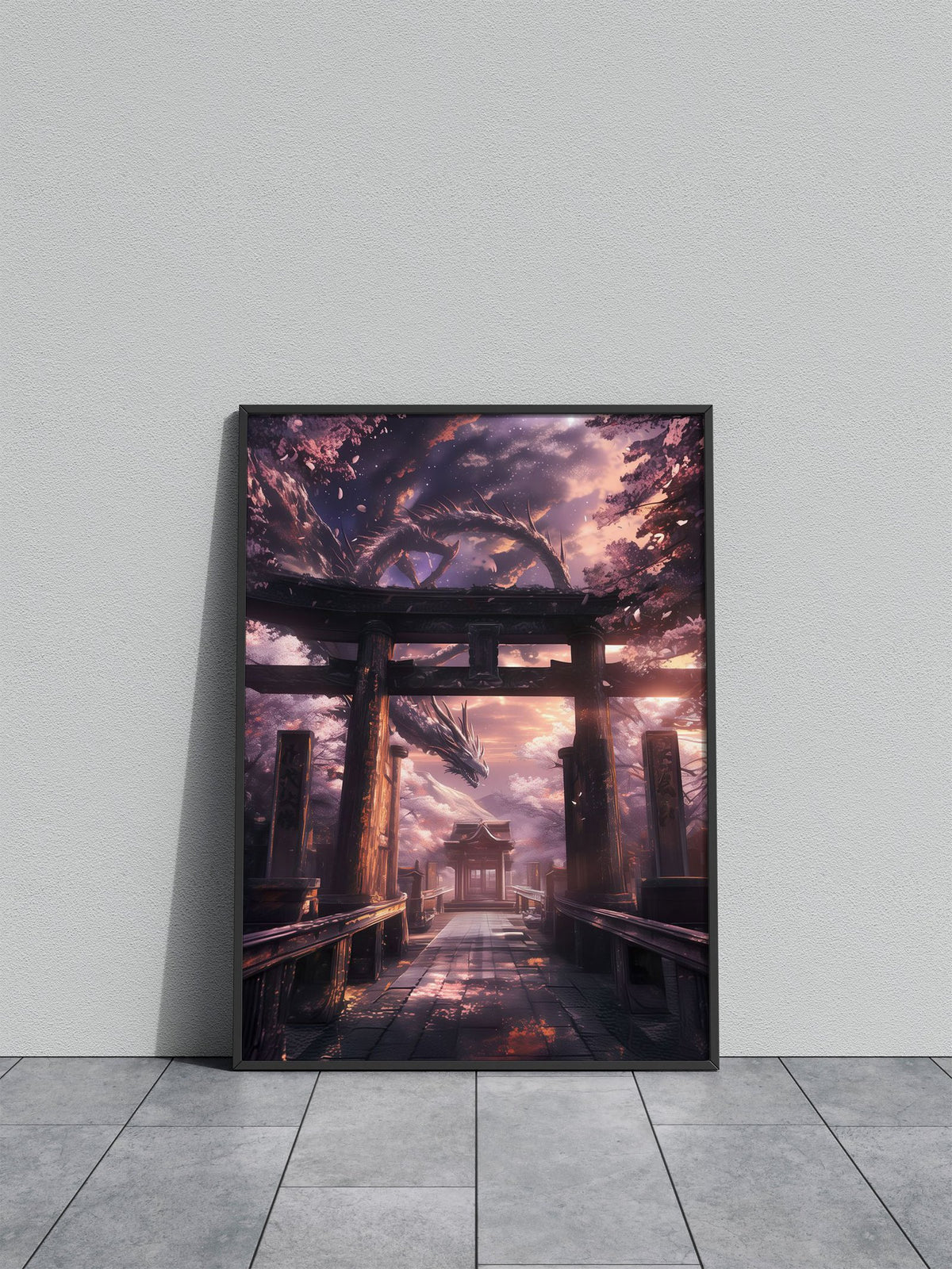 Dragons Torii Gate Asian Style Poster | Wall Art for Home & Office | High-Quality Print - High-Quality Visual Display