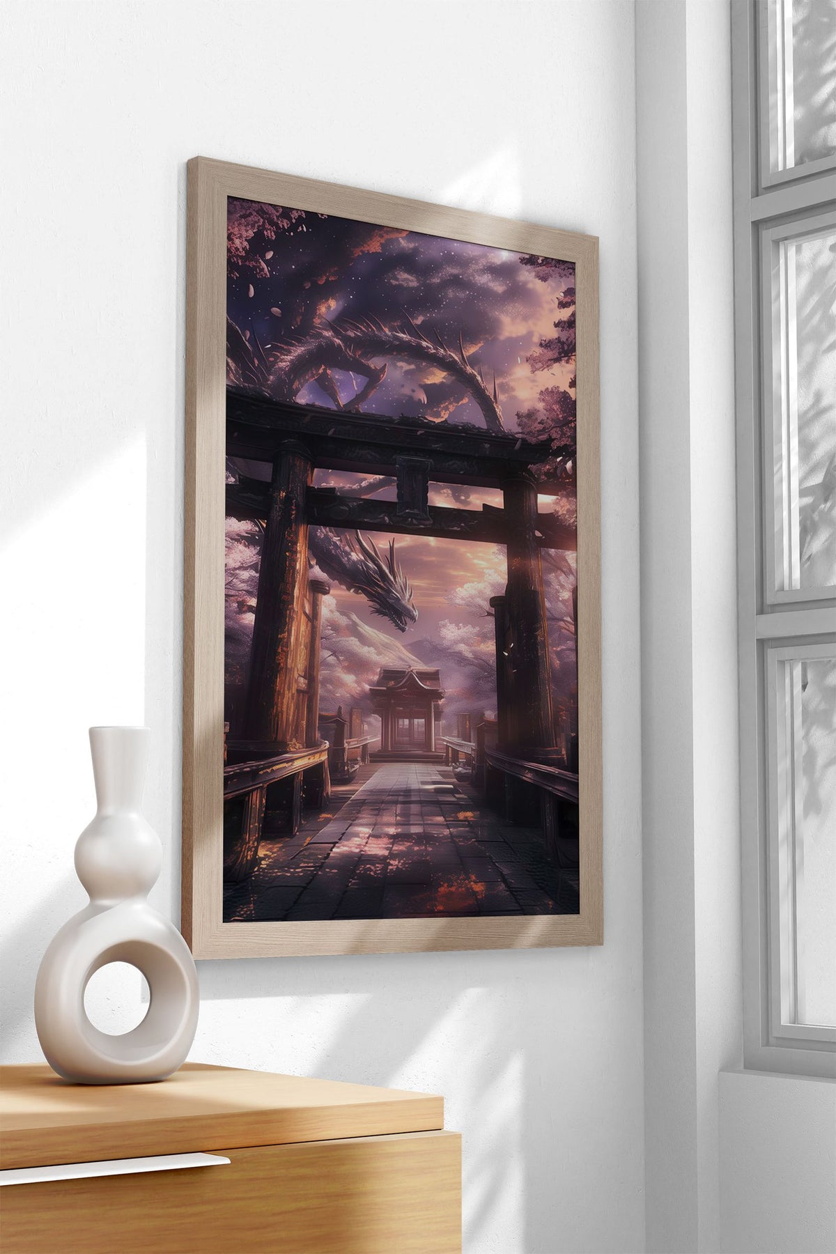 Dragons Torii Gate Asian Style Poster | Wall Art for Home & Office | High-Quality Print - High-Quality Visual Display