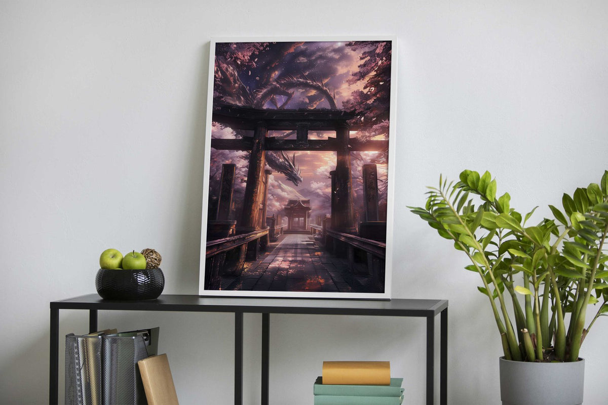 Dragons Torii Gate Asian Style Poster | Wall Art for Home & Office | High-Quality Print - High-Quality Visual Display